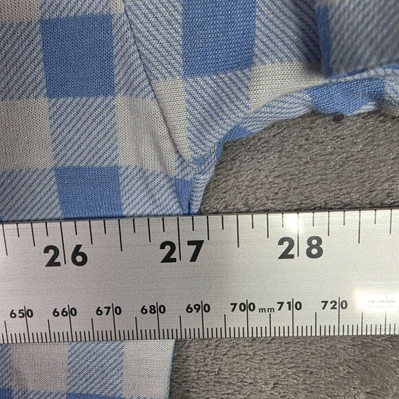 Womens LuLaRoe Blue & White Gingham Top Short Sleeve Polyester Spandex Size L - Picture 6 of 8